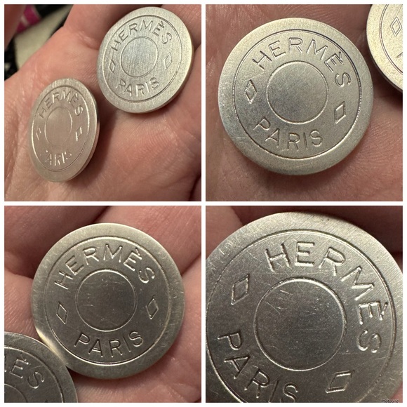 Hermès AUTHENTIC Bijouterie Fantaisie Clou de Selle Logo Silver Clip On Earrings - Picture 7 of 16